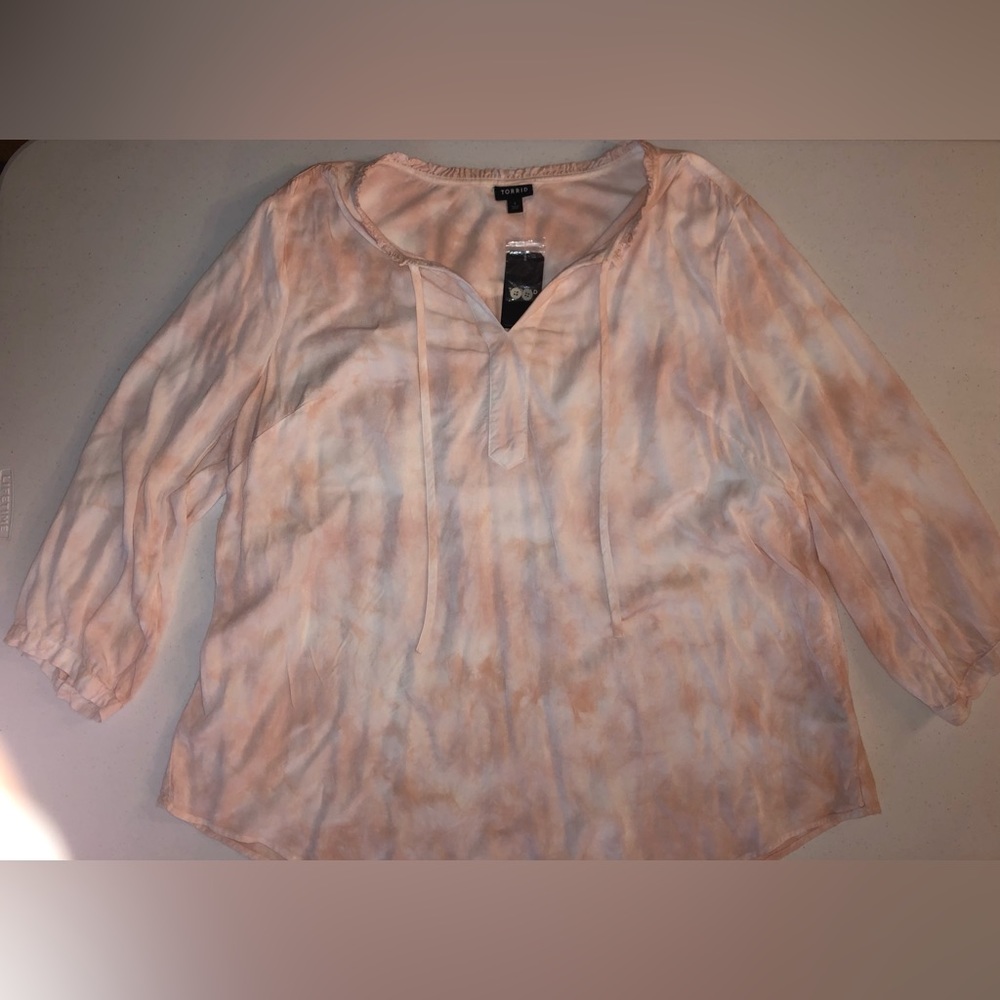 Tie-Dye Peasant Blouse - Light Peach by Torrid